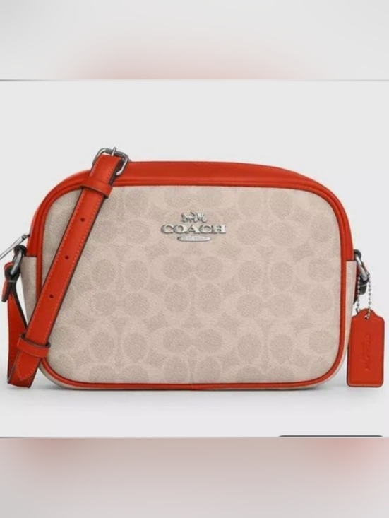 Coach Handbags - NWT Coach Jaimie Camera Cream and Deep Orange Crossbody Bag Plus Dusty Host Pick